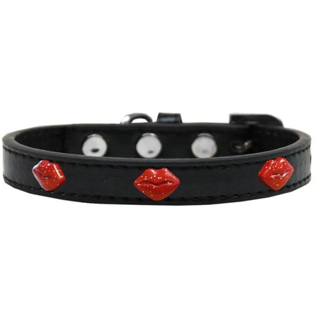 PET PAL Red Glitter Lips Widget Dog CollarBlack Size 12 PE767371